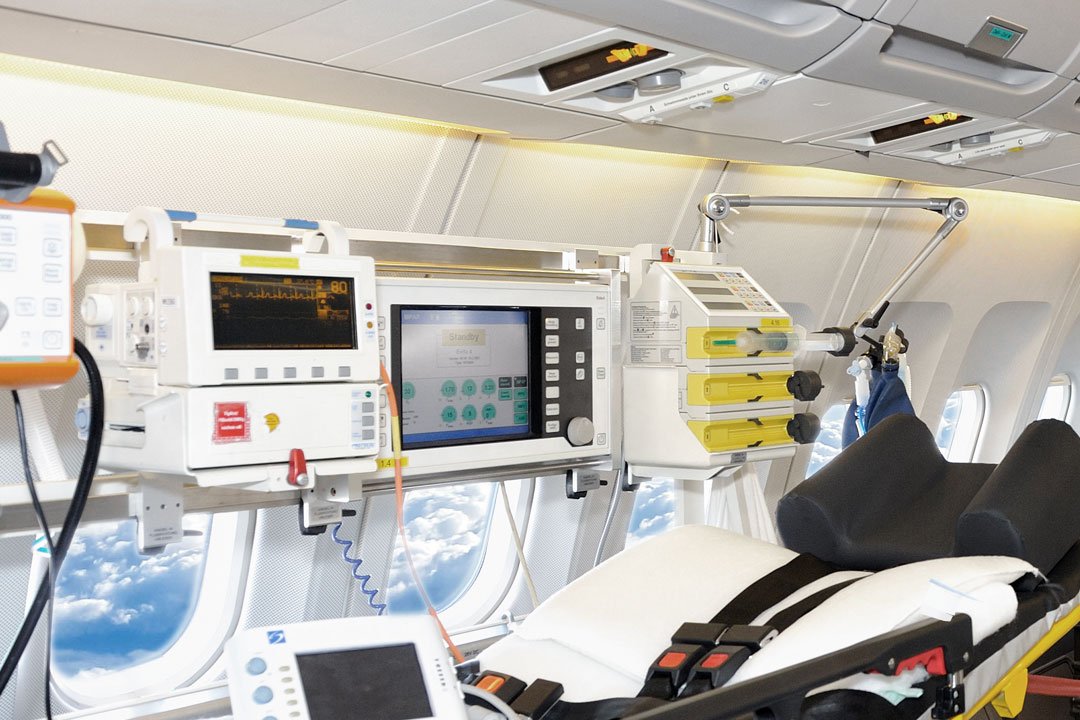 ICU equipment in plane
